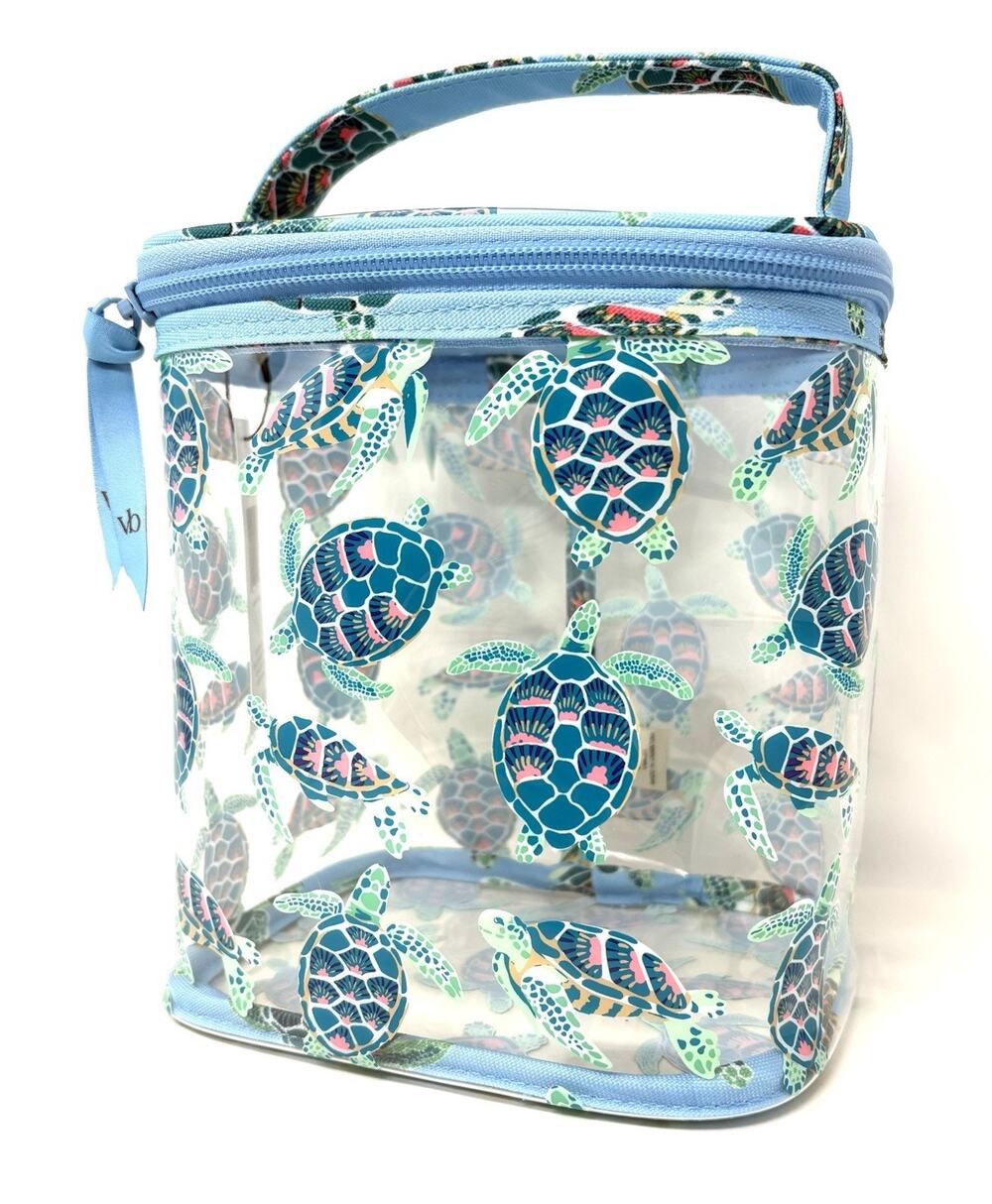 Vera Bradley Turtles Coral Clear Lotion Cosmetic Bag Shampoo See Through NWT